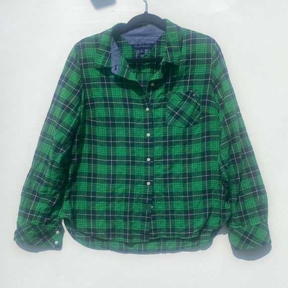 Tommy Hilfiger Tops - Tommy Hilfiger Green and Navy Plaid Button-Down Shirt